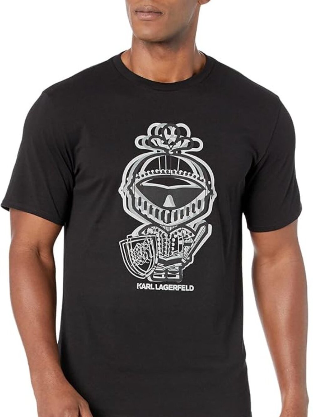 Karl Lagerfeld Men’s Black Silver Knight Graphic T-Shirt XXL
